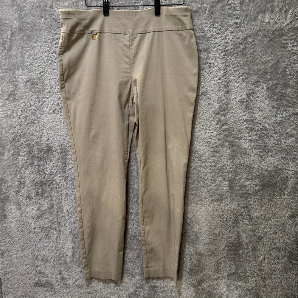 Sz 16 Short Petite Classic Women’s Alfani Khaki 4 Way Stretch Chinos